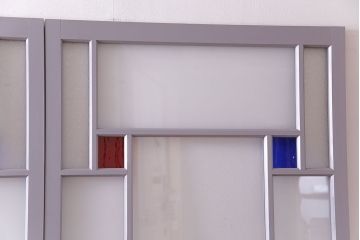 ペイント建具　色ガラス　淡いカラーに色ガラスが映えるガラス戸4枚セット(引き戸、建具)(R-030419)