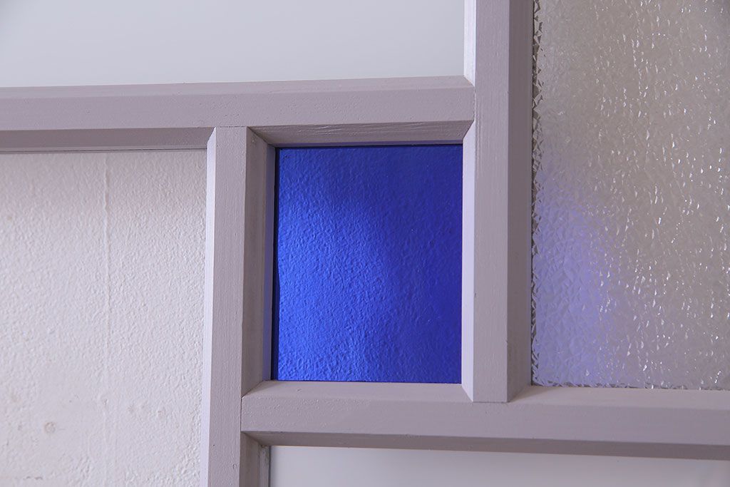 ペイント建具　色ガラス　淡いカラーに色ガラスが映えるガラス戸4枚セット(引き戸、建具)(R-030419)