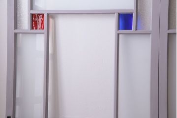 ペイント建具　色ガラス　淡いカラーに色ガラスが映えるガラス戸4枚セット(引き戸、建具)(R-030419)