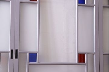 ペイント建具　色ガラス　淡いカラーに色ガラスが映えるガラス戸4枚セット(引き戸、建具)(R-030419)