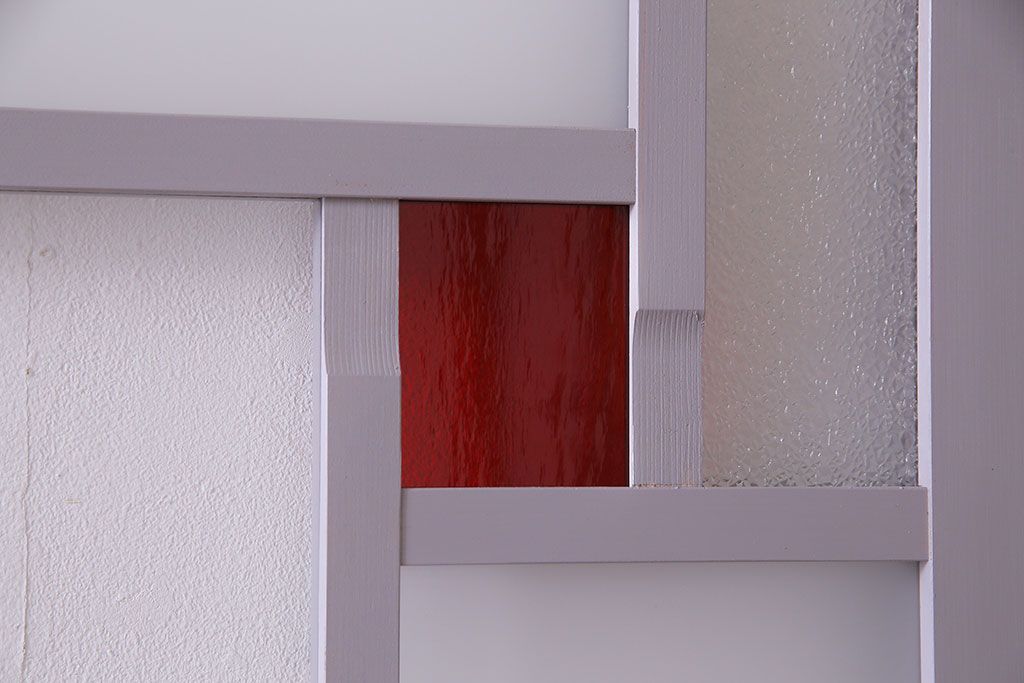 ペイント建具　色ガラス　淡いカラーに色ガラスが映えるガラス戸4枚セット(引き戸、建具)(R-030419)