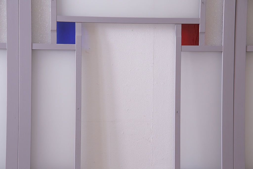 ペイント建具　色ガラス　淡いカラーに色ガラスが映えるガラス戸4枚セット(引き戸、建具)(R-030419)