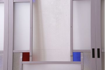 ペイント建具　色ガラス　淡いカラーに色ガラスが映えるガラス戸4枚セット(引き戸、建具)(R-030419)