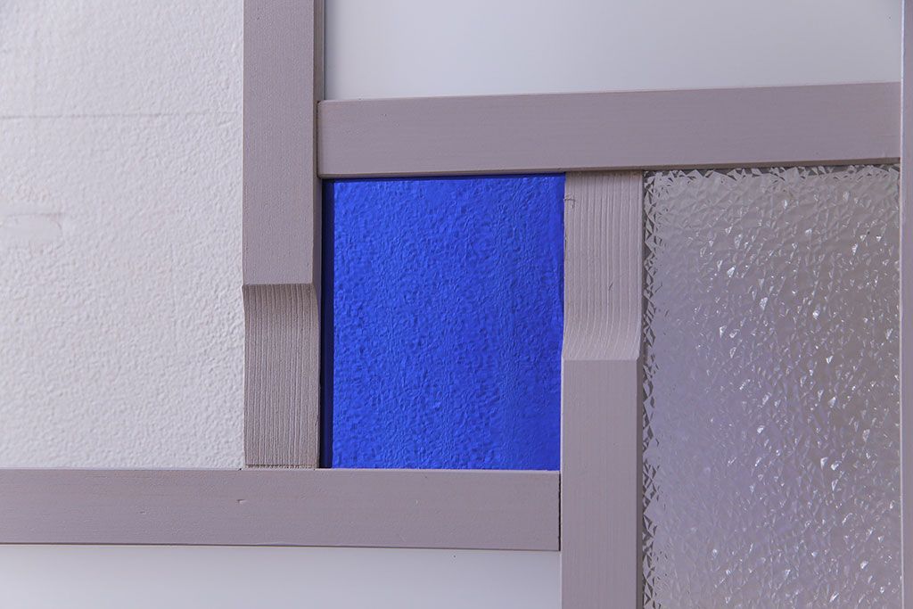 ペイント建具　色ガラス　淡いカラーに色ガラスが映えるガラス戸4枚セット(引き戸、建具)(R-030419)