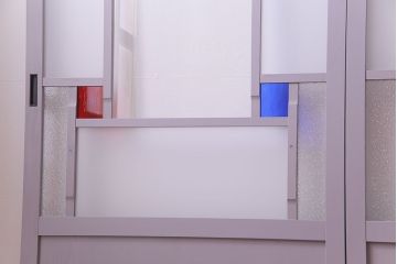 ペイント建具　色ガラス　淡いカラーに色ガラスが映えるガラス戸4枚セット(引き戸、建具)(R-030419)