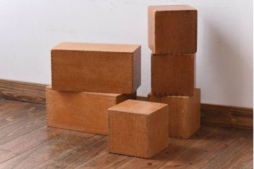 アンティーク雑貨　昭和レトロ　大きな積み木セット【四角形/6ヶ組】(飾り台、花台、ディスプレイ雑貨)