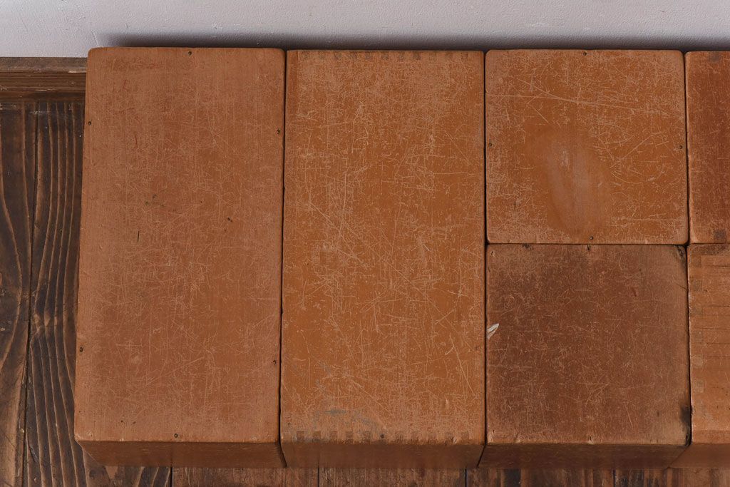 アンティーク雑貨　昭和レトロ　大きな積み木セット【四角形/6ヶ組】(飾り台、花台、ディスプレイ雑貨)