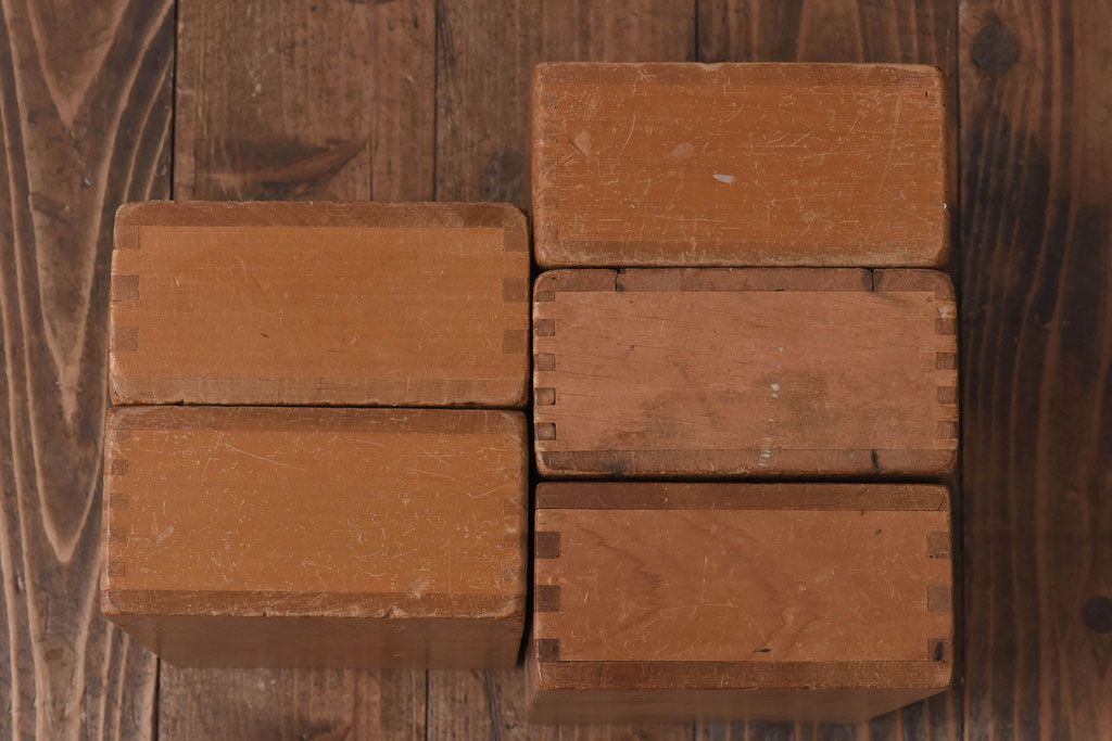 アンティーク雑貨　昭和レトロ　昭和レトロ　大きな積み木セット【四角形/9ヶ組】(飾り台、花台、ディスプレイ雑貨)