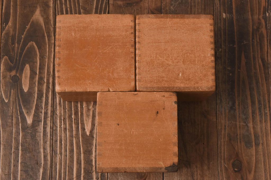 アンティーク雑貨　昭和レトロ　大きな積み木セット【四角形/8ヶ組】(飾り台、花台、ディスプレイ雑貨)