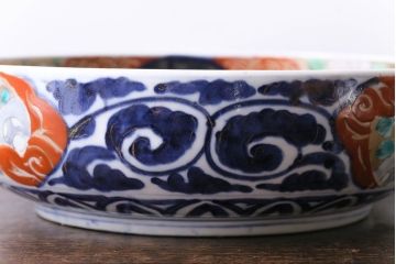 明治期　麒麟・獅子の図　色絵深鉢・大(深皿、和食器)