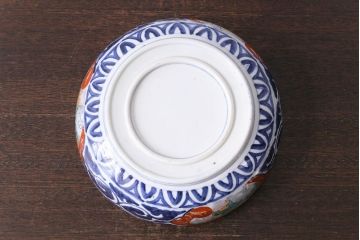 明治期　麒麟・獅子の図　色絵深鉢・大(深皿、和食器)