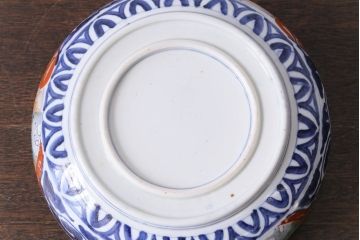 明治期　麒麟・獅子の図　色絵深鉢・大(深皿、和食器)