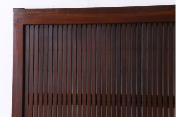 昭和期　裏障子付き　組子モチーフのガラスがお洒落な格子戸2枚セット(ガラス帯戸、ガラス戸、引き戸、帯戸)(R-030430)