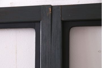 【W様ご成約品】ペイント家具　ラフジュ工房オリジナルガラス入り　市松模様がモダンなガラス戸(引き戸、建具)4枚組(R-030438)