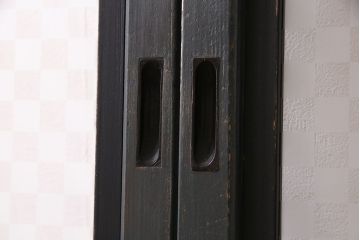 【W様ご成約品】ペイント家具　ラフジュ工房オリジナルガラス入り　市松模様がモダンなガラス戸(引き戸、建具)4枚組(R-030438)