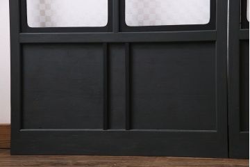 【W様ご成約品】ペイント家具　ラフジュ工房オリジナルガラス入り　市松模様がモダンなガラス戸(引き戸、建具)4枚組(R-030438)