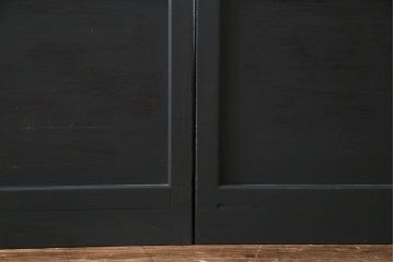 【W様ご成約品】ペイント家具　ラフジュ工房オリジナルガラス入り　市松模様がモダンなガラス戸(引き戸、建具)4枚組(R-030438)