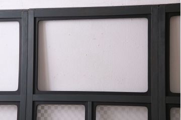 【W様ご成約品】ペイント家具　ラフジュ工房オリジナルガラス入り　市松模様がモダンなガラス戸(引き戸、建具)4枚組(R-030438)