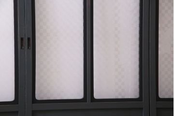 【W様ご成約品】ペイント家具　ラフジュ工房オリジナルガラス入り　市松模様がモダンなガラス戸(引き戸、建具)4枚組(R-030438)