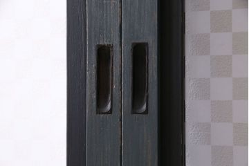 【W様ご成約品】ペイント家具　ラフジュ工房オリジナルガラス入り　市松模様がモダンなガラス戸(引き戸、建具)4枚組(R-030438)