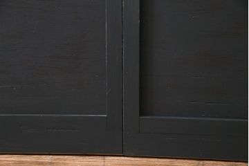 【W様ご成約品】ペイント家具　ラフジュ工房オリジナルガラス入り　市松模様がモダンなガラス戸(引き戸、建具)4枚組(R-030438)