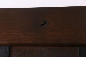 和製アンティーク　総栗材　縦に入った金具がかっこいい蔵戸(引き戸、建具、玄関戸)(R-030439)