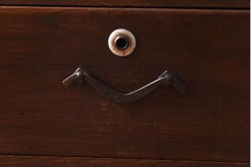 アンティーク家具　和モダン　ケヤキ材　葉ガラスが上品さを漂わせるタンスローボード(収納棚、リビングボード)(R-030442)