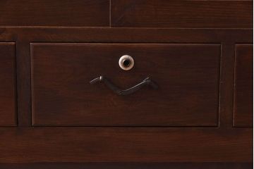 アンティーク家具　和モダン　ケヤキ材　葉ガラスが上品さを漂わせるタンスローボード(収納棚、リビングボード)(R-030442)