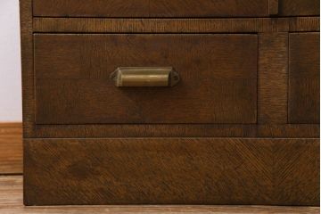 レトロ家具　レトロ　味わいのあるパーケット(寄木)が魅力の本箱(戸棚、収納棚、飾り棚)(R-030445)