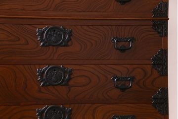 民芸家具　ケヤキ材　作りの良さが窺える上質な重ねの和タンス(整理箪笥、引き出し)(R-030448)