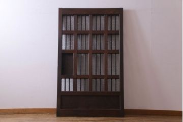 和製アンティーク　総ケヤキ材　重厚な佇まいが存在感を放つ鉄格子蔵戸(引き戸、建具、玄関戸)(R-030454)