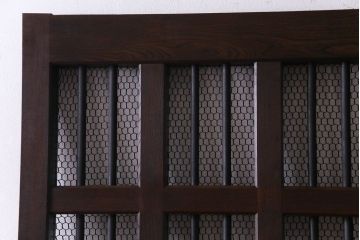 和製アンティーク　総ケヤキ材　重厚な佇まいが存在感を放つ鉄格子蔵戸(引き戸、建具、玄関戸)(R-030454)