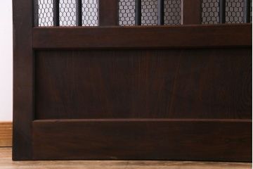 和製アンティーク　総ケヤキ材　重厚な佇まいが存在感を放つ鉄格子蔵戸(引き戸、建具、玄関戸)(R-030454)