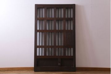 和製アンティーク　総ケヤキ材　重厚な佇まいが存在感を放つ鉄格子蔵戸(引き戸、建具、玄関戸)(R-030454)