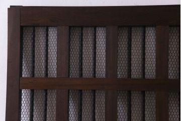 和製アンティーク　総ケヤキ材　重厚な佇まいが存在感を放つ鉄格子蔵戸(引き戸、建具、玄関戸)(R-030454)
