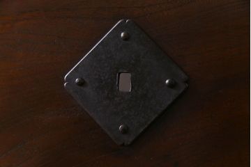 和製アンティーク　市松模様に入れられたガラスが素敵な蔵戸(引き戸、建具、玄関戸)(R-030455)