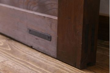 和製アンティーク　市松模様に入れられたガラスが素敵な蔵戸(引き戸、建具、玄関戸)(R-030455)