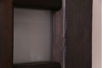 和製アンティーク　市松模様に入れられたガラスが素敵な蔵戸(引き戸、建具、玄関戸)(R-030455)