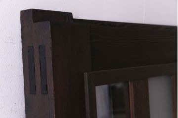 和製アンティーク　市松模様に入れられたガラスが素敵な蔵戸(引き戸、建具、玄関戸)(R-030455)