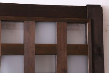 和製アンティーク　市松模様に入れられたガラスが素敵な蔵戸(引き戸、建具、玄関戸)(R-030455)