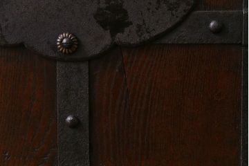 和製アンティーク　総ケヤキ材　重厚かつ上品な佇まいの富山蔵戸(引き戸、建具、玄関戸)