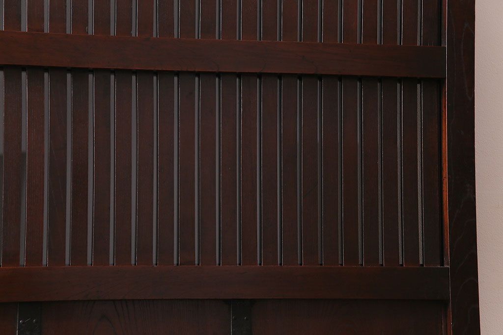 和製アンティーク　総ケヤキ材　使い勝手の良いガラス入れリメイクの蔵戸(引き戸、建具、玄関戸)