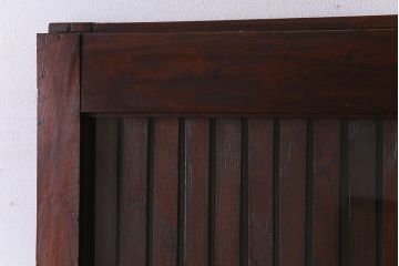 和製アンティーク　総ケヤキ材　使い勝手の良いガラス入れリメイクの蔵戸(引き戸、建具、玄関戸)
