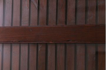 和製アンティーク　総ケヤキ材　使い勝手の良いガラス入れリメイクの蔵戸(引き戸、建具、玄関戸)