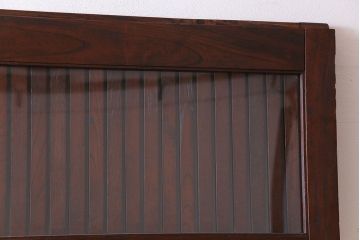 和製アンティーク　総ケヤキ材　使い勝手の良いガラス入れリメイクの蔵戸(引き戸、建具、玄関戸)