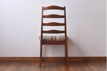 ヴィンテージ家具　北欧ビンテージ　G-PLAN(ジープラン)　ストライプ柄のラダーバックチェア(ダイニングチェア、ワークチェア、イス)(3)(R-030463)