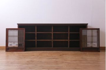 ラフジュ工房オリジナル　古い組子の引き戸を活かしリメイクしたローボード(収納棚、陳列棚、キッチンボード)(R-030471)