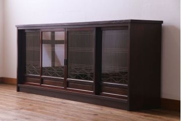 ラフジュ工房オリジナル　古い組子の引き戸を活かしリメイクしたローボード(収納棚、陳列棚、キッチンボード)(R-030471)