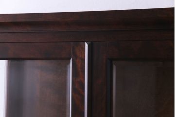 中古美品　希少な廃盤品!!　北海道民芸家具　OM158　上質な三方ガラス飾り棚(陳列棚、食器棚、ガラスケース)(2)(R-030473)