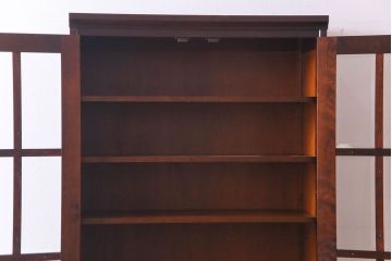 【F様ご成約品】中古美品　北海道民芸家具　HM114K　スリムで上品な本箱(ブックケース、キャビネット、飾り棚)(定価約25万7千円)(R-030475)